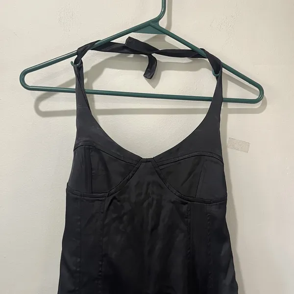 ZARA Women's Black Halter Tie Neck Mini Dress Medium LBD NEW‎ SHORT POLYESTER - Image 4