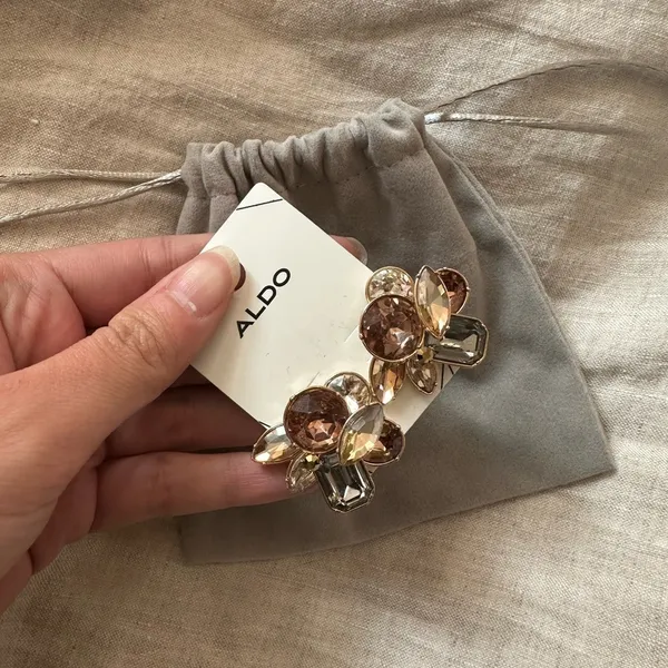 Aldo Brown and Gold Gemstone Earrings - Image 2