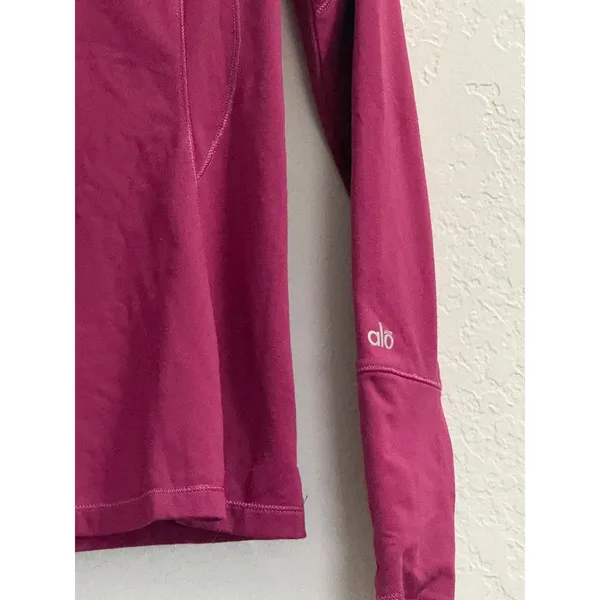 Alo Yoga Womens Magenta Good Ride Quarter Zip Pullover Long Sleeve Top Small - Image 2