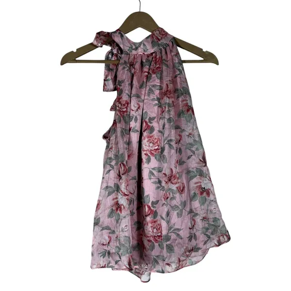 NWT Playboy Galapagos Floral Halter Bow Neck Sleeveless Top Pink Romantic Size 8 - Image 3