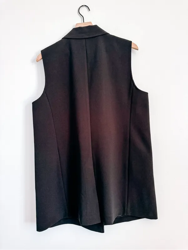 Ann Taylor Black Double Breasted Longline Blazer Vest Sleeveless Jacket - Image 6