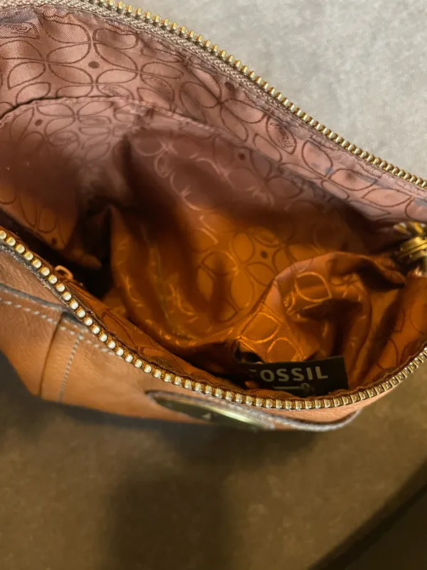Fossil Long Live Vintage 1954 brown leather jacket cross body purse - Image 7