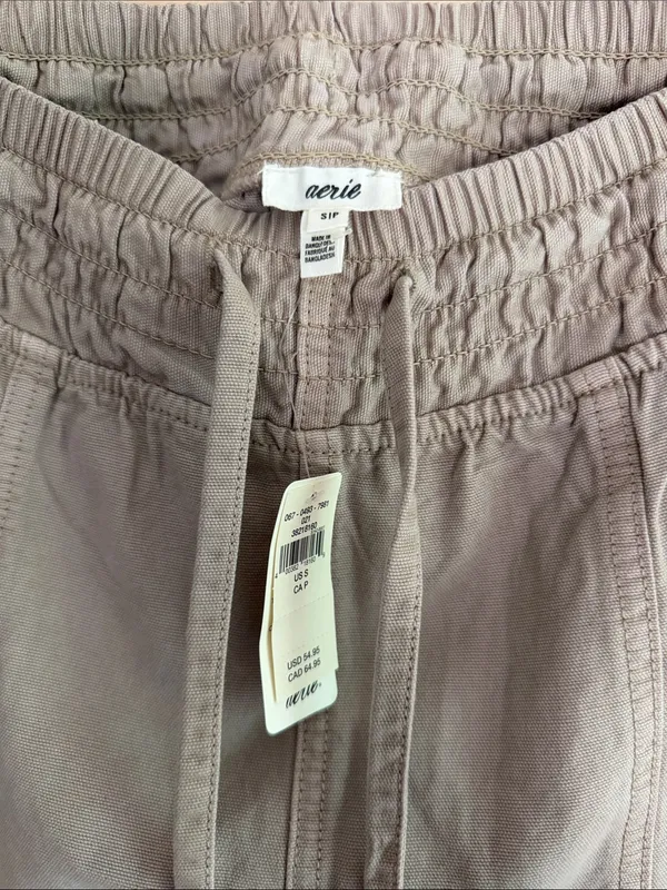 aerie Wide-Leg Drawstring Pants in Taupe - Image 2