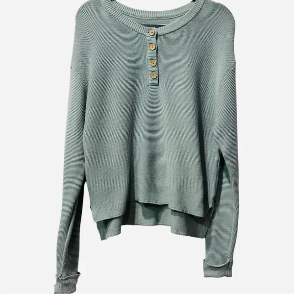 The Normal Brand Lounge Set Helen Knit Sweater Henley Top Wide Leg Pants XS / S - Image 5