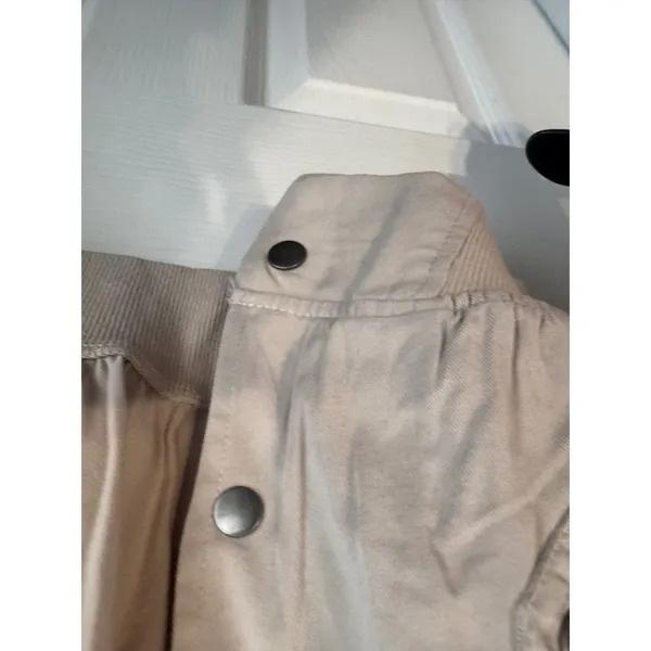 For The Republic Bomber Jacket Small Beige Snap Front - Image 4