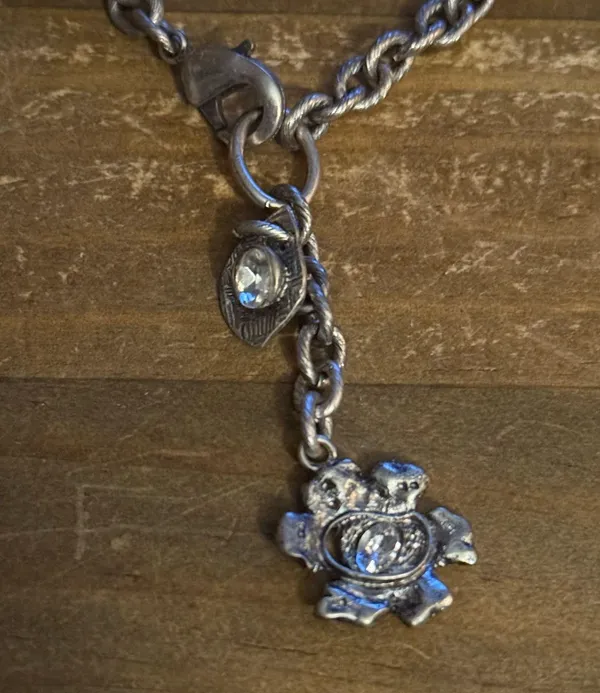 Perch silver tone flower drop pendant necklace and earrings - Image 3