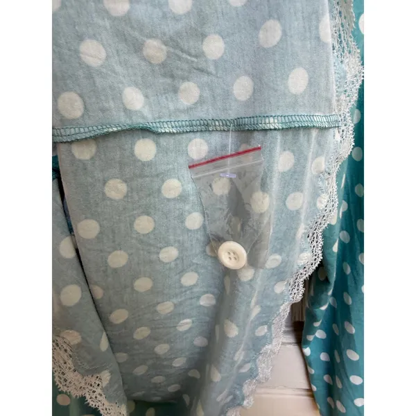 Soma Cool Nights Pajama Top Teal Polka Dot Lace‎ Trim Button Down Size Small NEW - Image 5