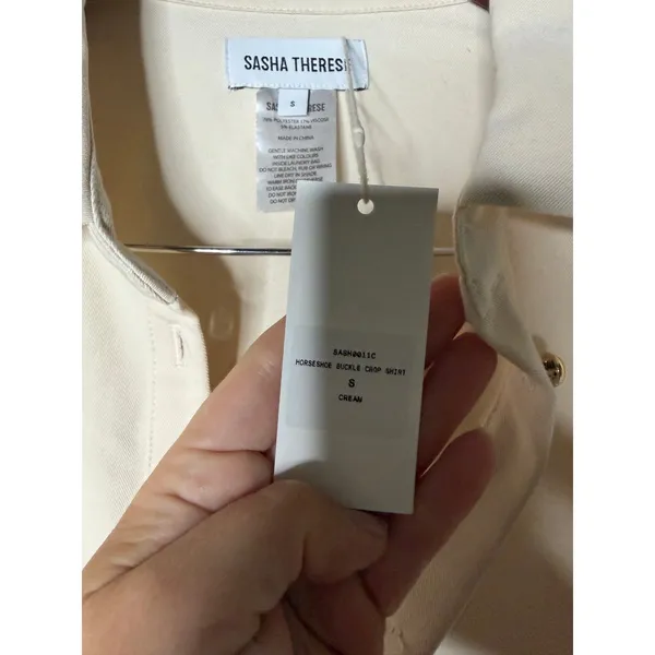 New Sasha Therese Florence crop shirt in cream sz S - Image 4