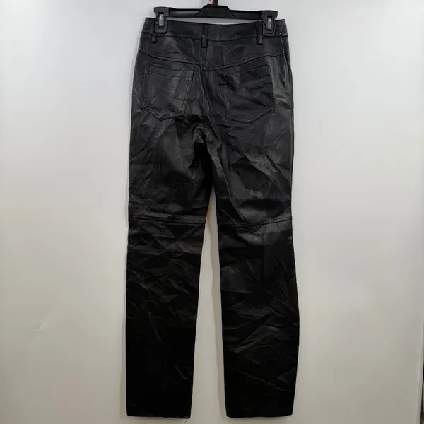 Princess Polly Faux Leather Pants Black High Rise Straight Leg Moto US 4 - Image 5
