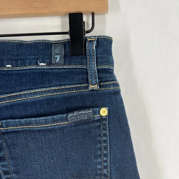 7‎ For All Mankind Jeans Womens 29 Blue Whiskering Denim Cotton Stretch Mid Rise - Image 6