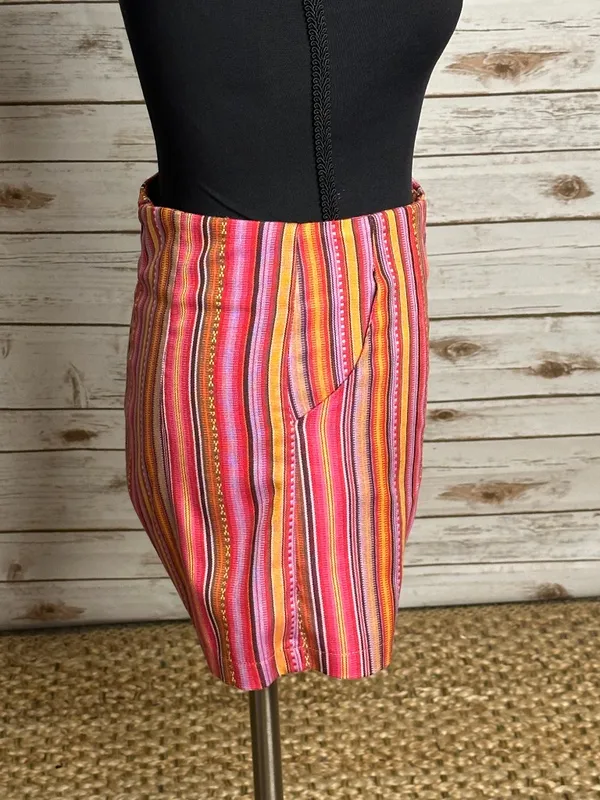 Kaisely multicolored striped woven cotton high-waisted shorts Size Small - Image 2