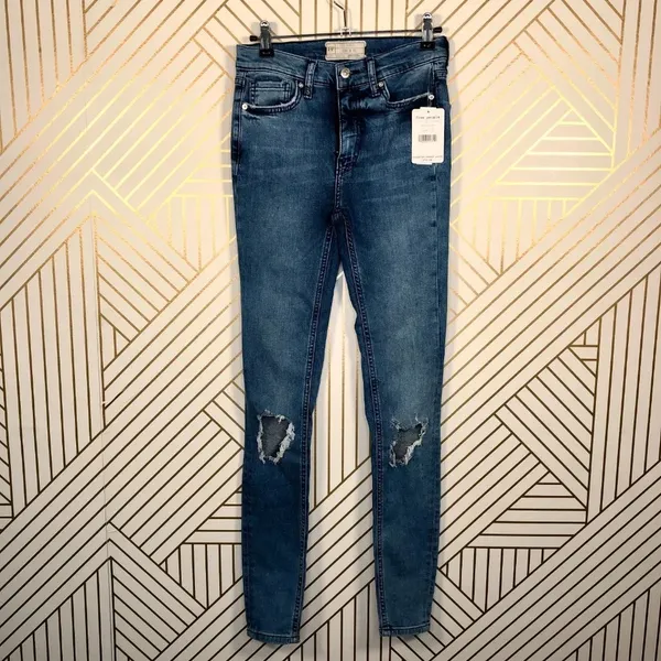 Free‎ People Busted Knee Skinny Jeans in Turquoise - Image 3
