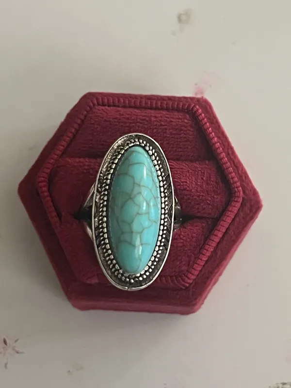 &merci Vintage Bohemian Design Faux Turquoise Statement Ring Size 7 NWT - Image 2