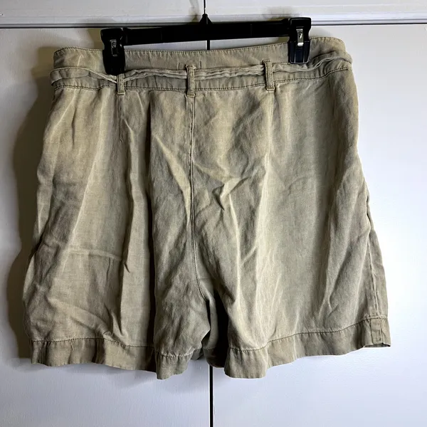Faherty Arlie Tie Waist Linen Shorts Oakwood Khaki Size XL - Image 4