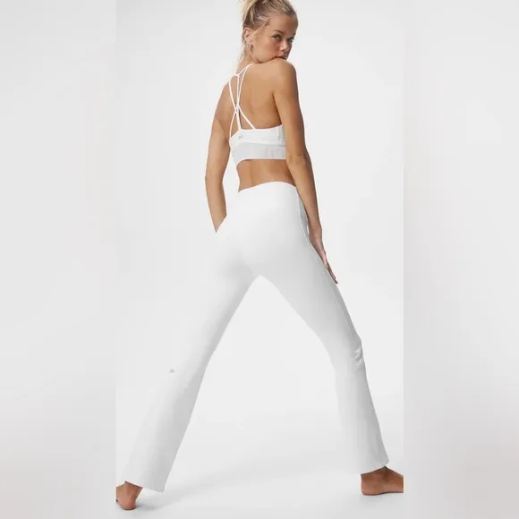 Alo NWOT Airbrush High Waist Bootcut White Legging Size M - Image 2
