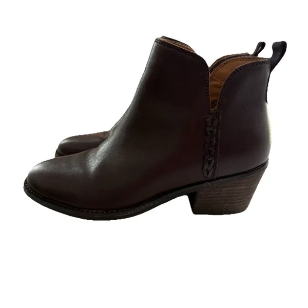 Earth Women’s 6.5‎ Marisole Block Heel Slip On Zipper Brown Leather Ankle Boots - Image 9