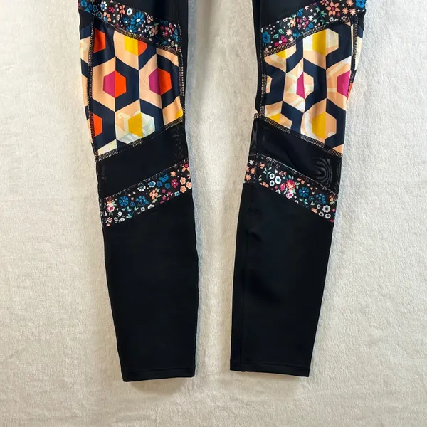 Joy‎ Lab Womens Black Geometric Floral Mesh Leggings Extra Small - Image 4