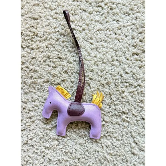 Lavender Faux Leather Horse pony‎ Bag Charm Keychain Accessory New - Image 2