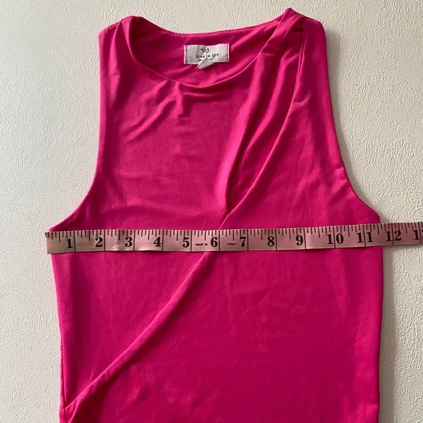 Live in the Moment Pink Cutout Tank Top XS Y2K Asymmetrical Going Out - Image 5