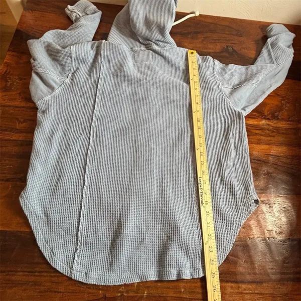 American Eagle Outfitters Sweater Womens XS Blue‎ Waffle Knit Hooded - Image 7