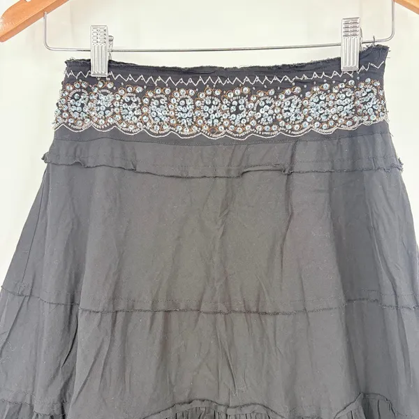Willi Smith Tiered Sequin Midi Skirt Sz 4 Boho Y2K Festival Indie Sleaze Artsy - Image 3