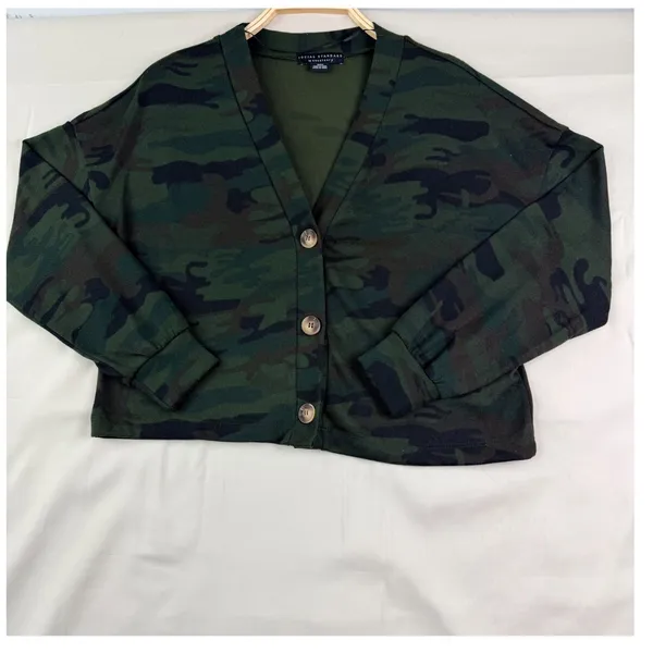 Social Standard by Sanctuary Cardigan Size S Green Camo Cropped Cardigan Utility - Image 2