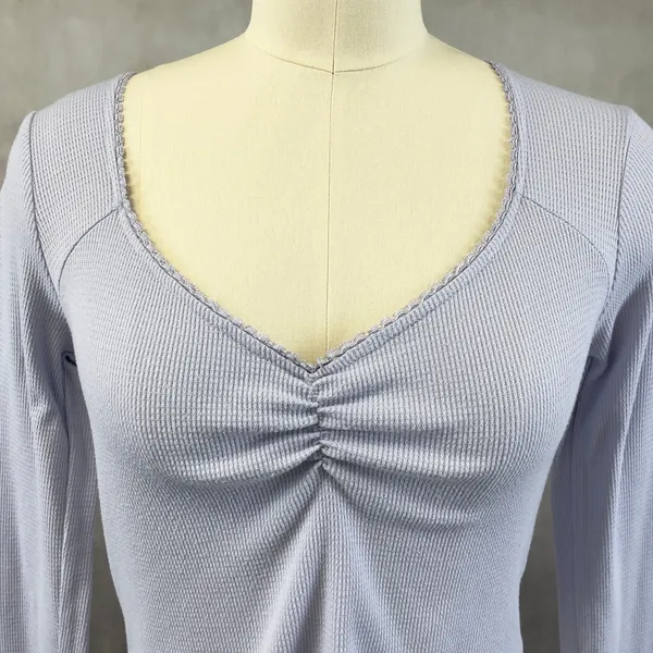 Stitch Pine Womens Waffle Knit Top Medium Purple Y2K‎ Soft Girl Fairy Grunge - Image 2