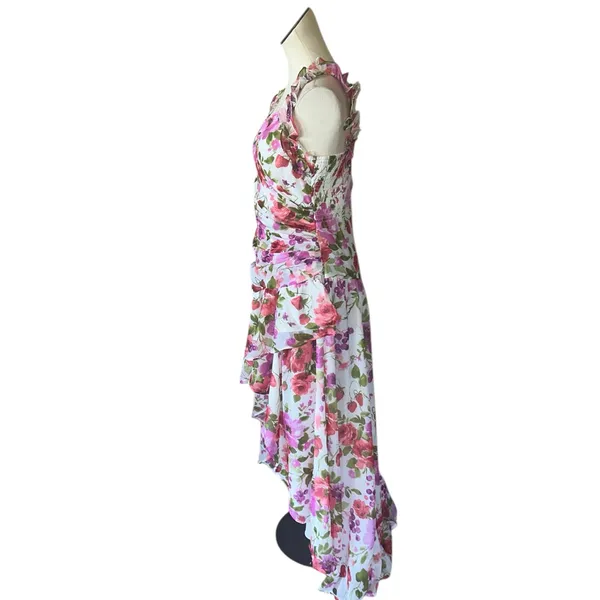 NWT Abercrombie & Fitch Floral Ruffle Strap High-Low Maxi Dress LT Wedding Guest - Image 9