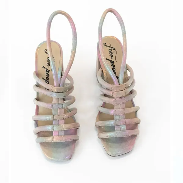 FREE PEOPLE COLETTE CINCHED HEEL RAINBOW METALLIC Size 6.5 - Image 3