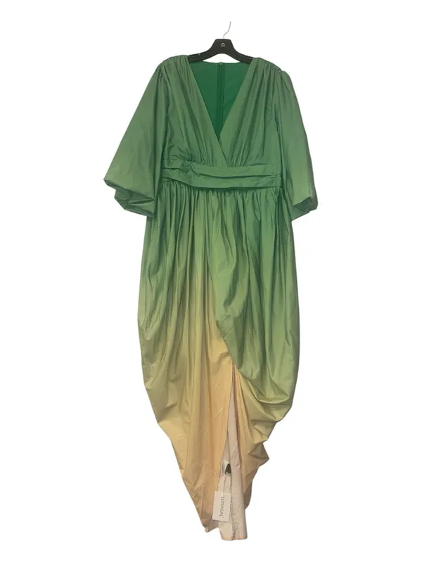 Elegant Green Ombre Maxi Dress with Bishop Sleeves - Image 4