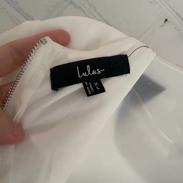 Lulu’s White Garden Bliss Long Sleeve Cutout Mini Dress XL Cocktail Bridal Party - Image 9