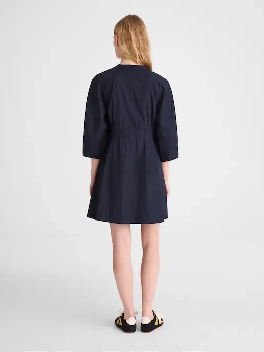 Madewell Sculptural-Sleeve Pleated Mini Dress classic navy NZ961 Size 4 NWT - Image 3