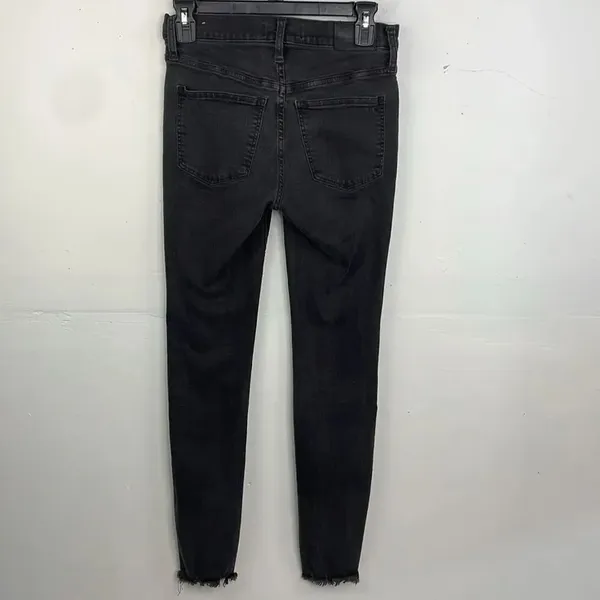 Madewell 9” Mid Rise Black Women’s Jeans Button Fly raw hem waist 25” - Image 4