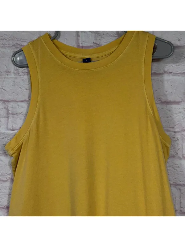 Old Navy Women’s Yellow Sleeveless Pocket Dress Size Large 100% Cotton - Image 2