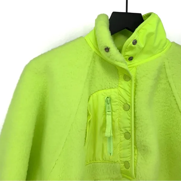 FP MOVEMENT Hit The Slopes Fleece Pullover Jacket Neon Yellow Highlighter XS - Image 2