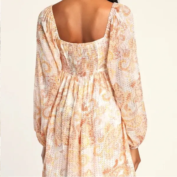 NWT Lulus Radiant Suggestion Paisley Babydoll Dress Size Large - Image 4