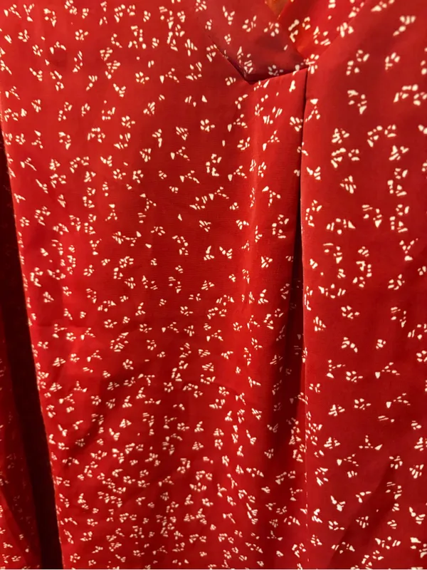 QUEZHU Women's Red Floral Chiffon Sleeveless Blouse size L - Image 3