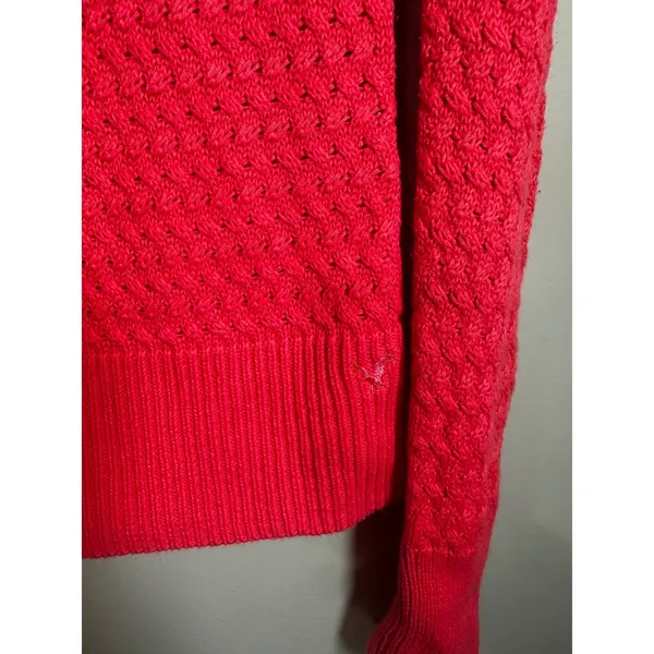 American Eagle Outfitters Womens XS‎ Pink Textured Knit Back Zip Sweater XS/TP - Image 2