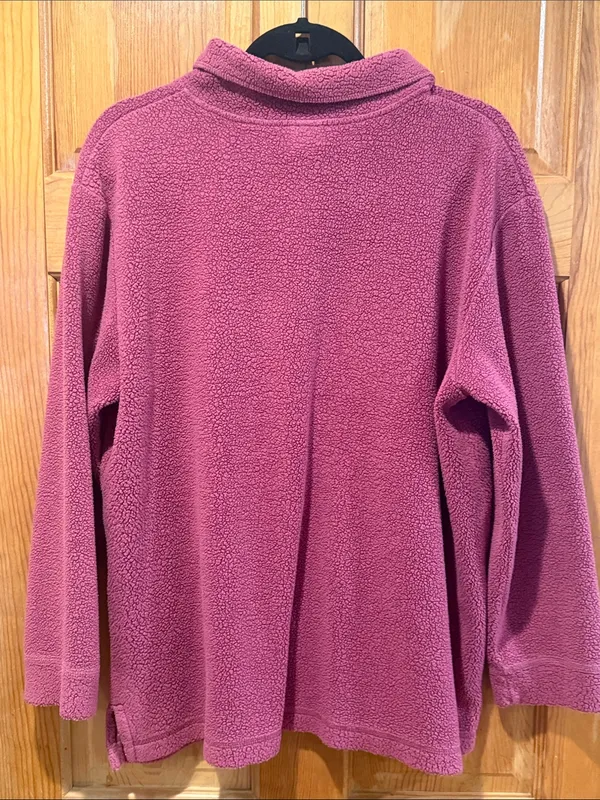 L.L.Bean fleece button down cardigan size large . Pink - Image 6