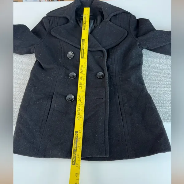 London Fog Black Wool Blend Short Pea Coat Dress Jacket Size Medium - Image 9