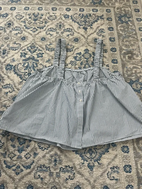Abercrombie and Fitch Blue Striped Tank - Image 2
