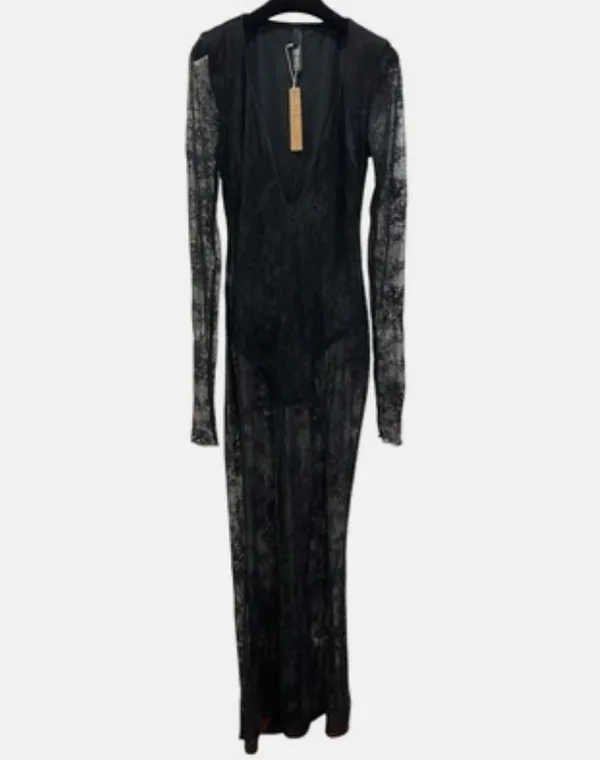 SKIMS Ultra Fine Lace Plunge Long Dress S - Image 6