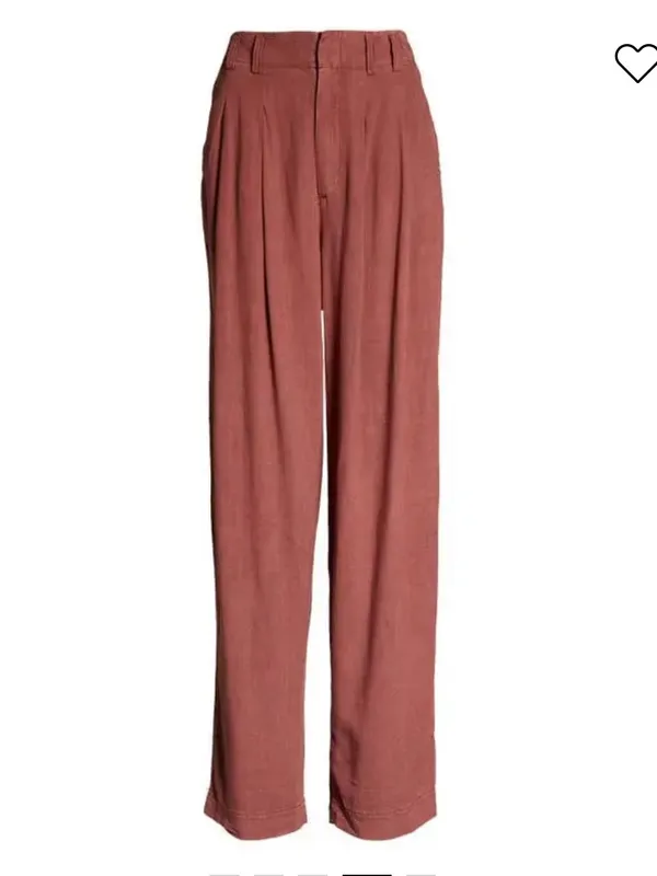 FREE PEOPLE Calla Pleated Trousers red $100 fall linen blend - Image 4