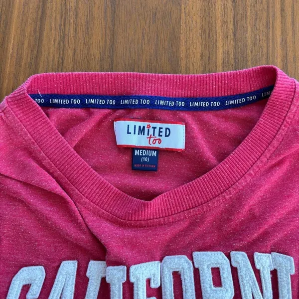 Limited Too Y2K Graphic Baby Tee Crop Juniors Medium California Preppy Americana - Image 5