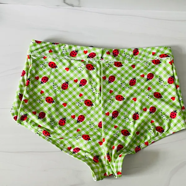 Unique Vintage Gingham & Ladybug Print Ruched & Ready Swim Bottom- Size L- NWT - Image 6