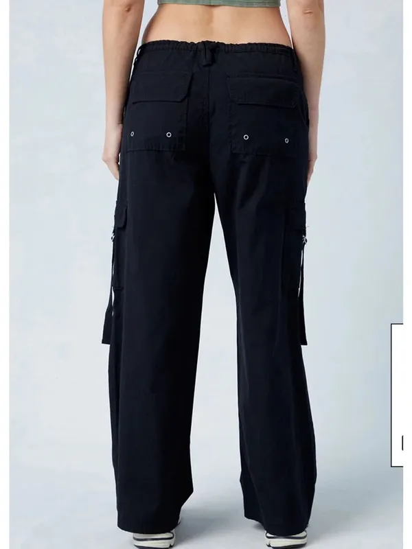 Pacsun Black Toggle Baggy Cargo Pants, Black, Large, NWT - Image 3