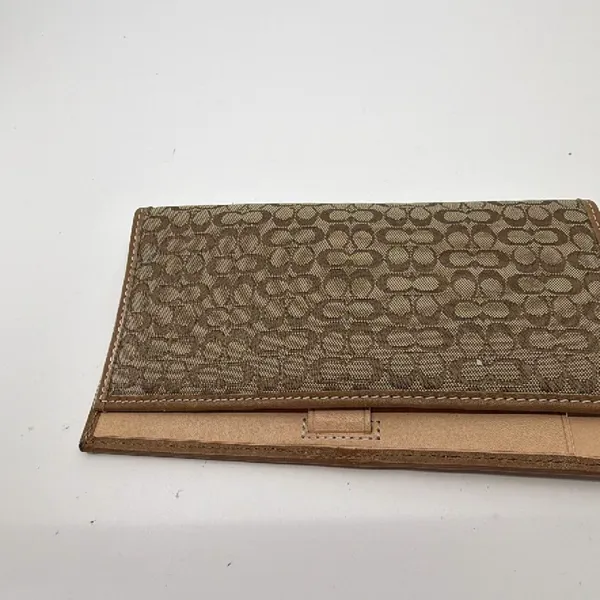 Coach Signature C Brown Canvas Leather Checkbook Cover - Image 2
