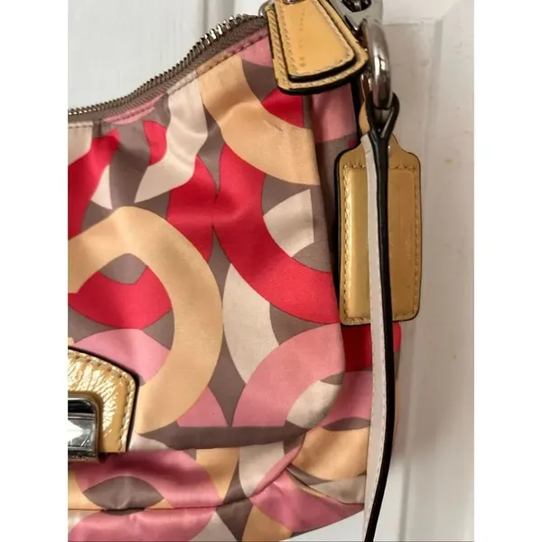 Coach vintage Y2K purse pink yellow white tan crossbody or shoulder bag 11x7 inc - Image 2
