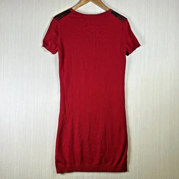 Tommy Hilfiger Red Plaid Short Sleeve Cotton Knit Sweater Dress Womens Small S‎ - Image 9