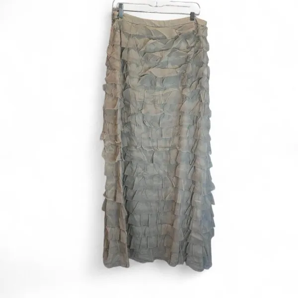 Queue Colette 100% Silk Textured Maxi‎ Skirt NWT 10 Silver Sage Formal Fairycore - Image 2